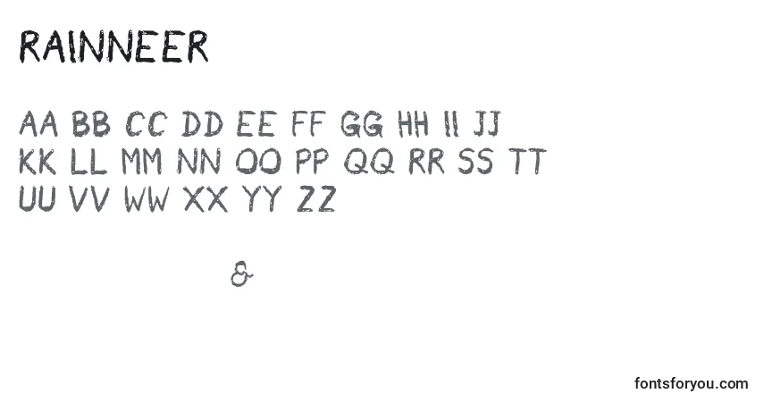Czcionka Rainneer – alfabet, cyfry, specjalne znaki