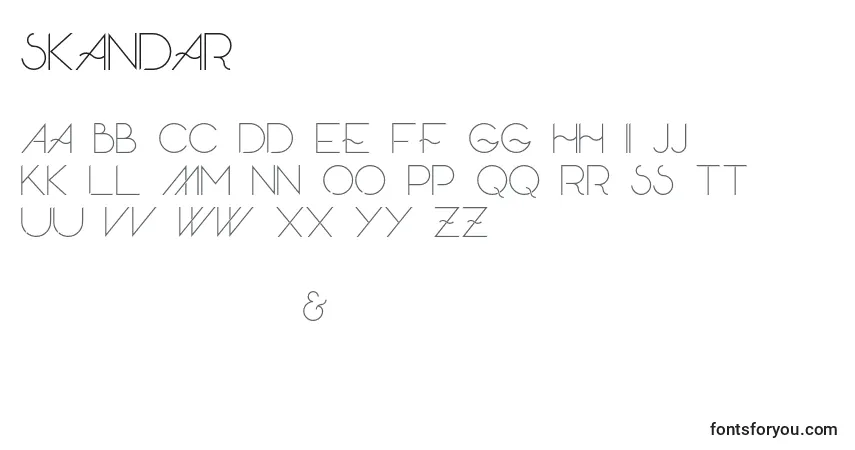 Fuente Skandar - alfabeto, números, caracteres especiales