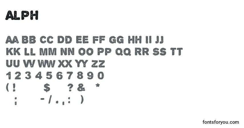 Schriftart Alph – Alphabet, Zahlen, spezielle Symbole