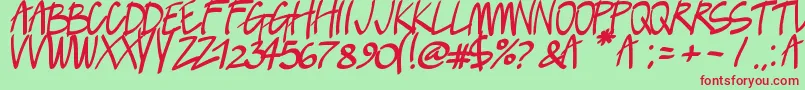 Lush-Schriftart – Rote Schriften auf grünem Hintergrund