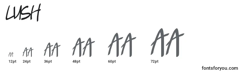 Größen der Schriftart Lush