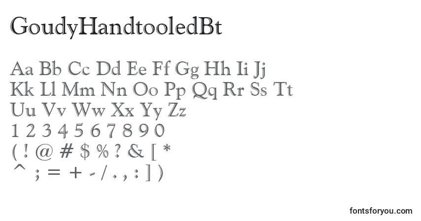 Czcionka GoudyHandtooledBt – alfabet, cyfry, specjalne znaki