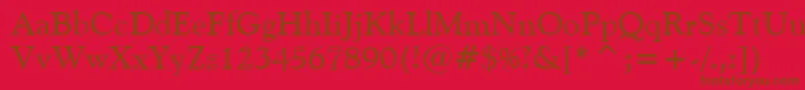 GoudyHandtooledBt-fontti – ruskeat fontit punaisella taustalla