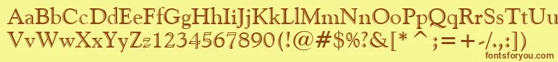 En savoir plus sur la police GoudyHandtooledBt Police GoudyHandtooledBt – polices brunes sur fond jaune