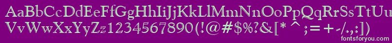 GoudyHandtooledBt Font – Green Fonts on Purple Background