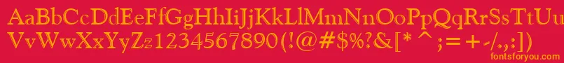 GoudyHandtooledBt Font – Orange Fonts on Red Background