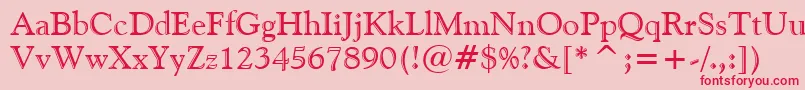 Fonte GoudyHandtooledBt – fontes vermelhas em um fundo rosa