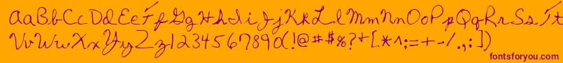 ThomasRegular-Schriftart – Violette Schriften auf orangefarbenem Hintergrund