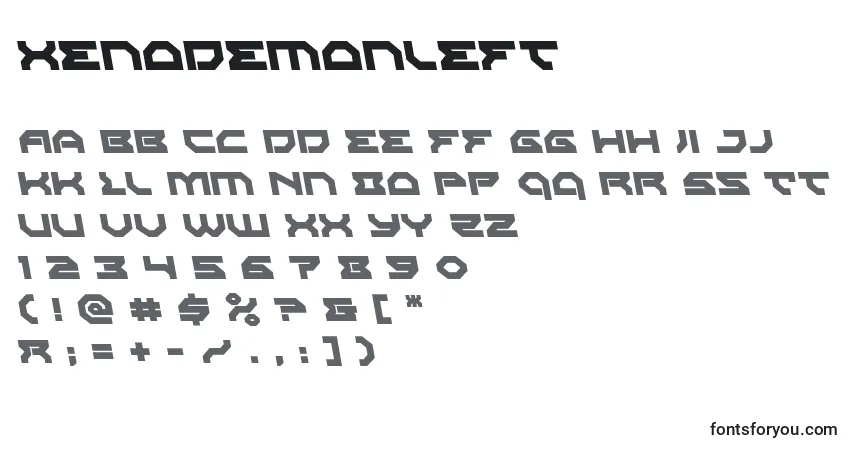 A fonte Xenodemonleft – alfabeto, números, caracteres especiais