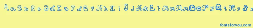 フォントThatsAmore – 青い文字が黄色の背景にあります。