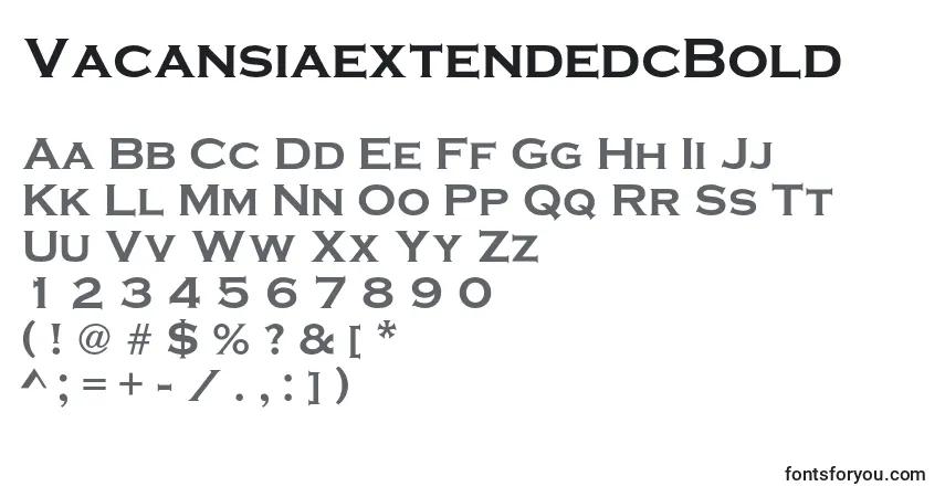 A fonte VacansiaextendedcBold – alfabeto, números, caracteres especiais