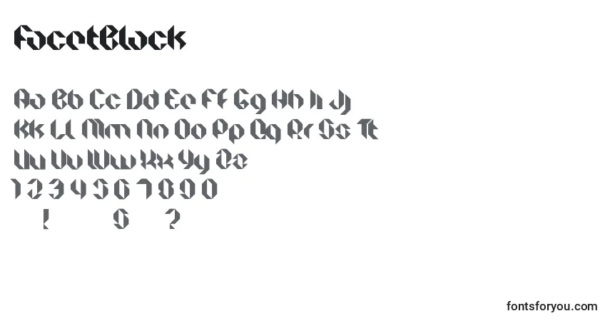 Schriftart FacetBlack – Alphabet, Zahlen, spezielle Symbole