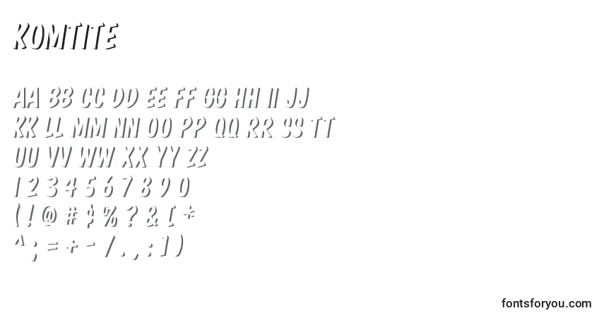 Komtite-fontti – aakkoset, numerot, erikoismerkit