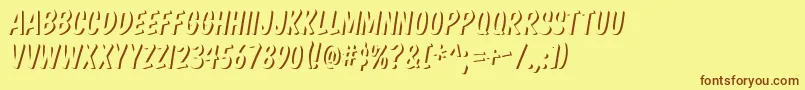 フォントKomtite – 茶色の文字が黄色の背景にあります。