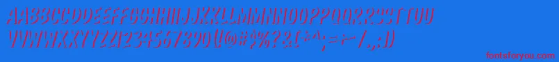 Komtite Font – Red Fonts on Blue Background