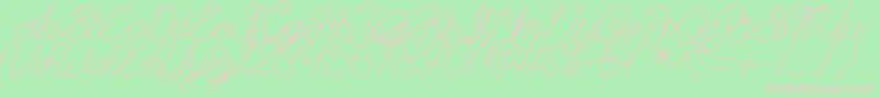 Aamonoline-fontti – vaaleanpunaiset fontit vihreällä taustalla