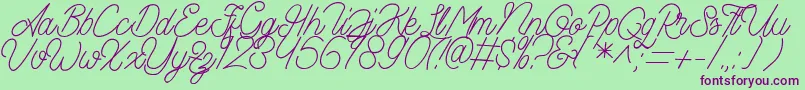 Шрифт Aamonoline – фиолетовые шрифты на зелёном фоне