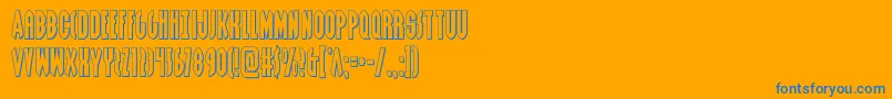 Grendelsmotherout-Schriftart – Blaue Schriften auf orangefarbenem Hintergrund