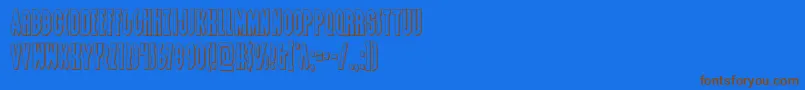 Grendelsmotherout-Schriftart – Braune Schriften auf blauem Hintergrund