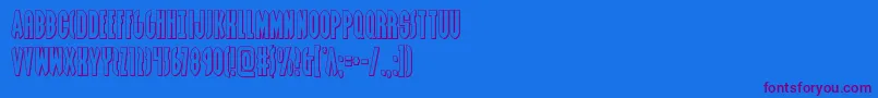 Grendelsmotherout-Schriftart – Violette Schriften auf blauem Hintergrund