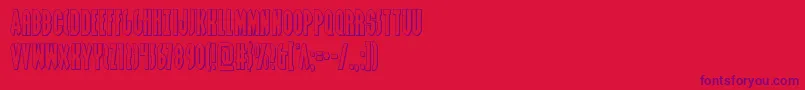 Grendelsmotherout-Schriftart – Violette Schriften auf rotem Hintergrund