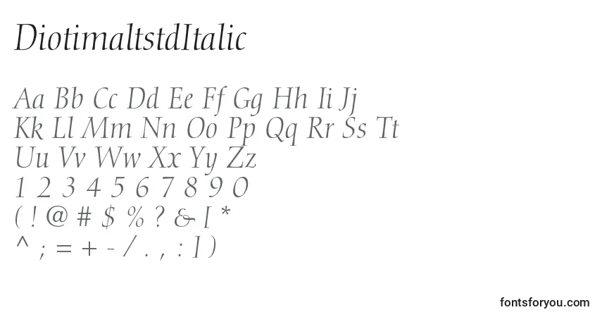 Шрифт DiotimaltstdItalic – алфавит, цифры, специальные символы