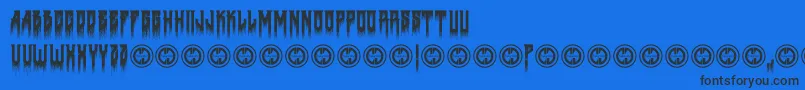 Deathtometal-Schriftart – Schwarze Schriften auf blauem Hintergrund