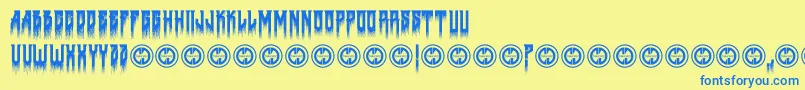 Deathtometal Font – Blue Fonts on Yellow Background