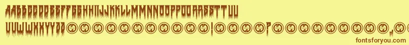 Deathtometal Font – Brown Fonts on Yellow Background