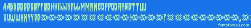 Deathtometal Font – Green Fonts on Blue Background
