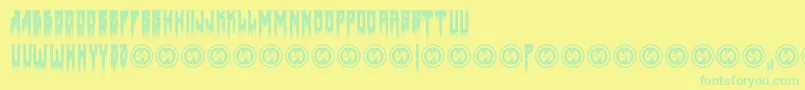 Fonte Deathtometal – fontes verdes em um fundo amarelo