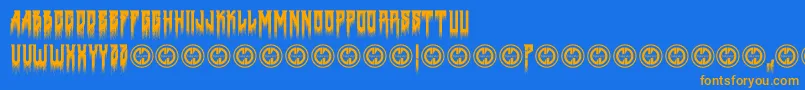 Deathtometal Font – Orange Fonts on Blue Background