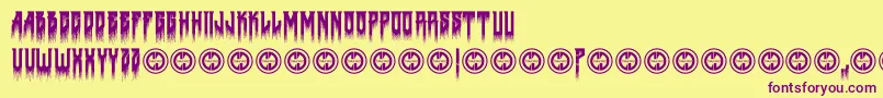 Deathtometal Font – Purple Fonts on Yellow Background