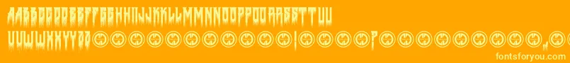 Deathtometal Font – Yellow Fonts on Orange Background