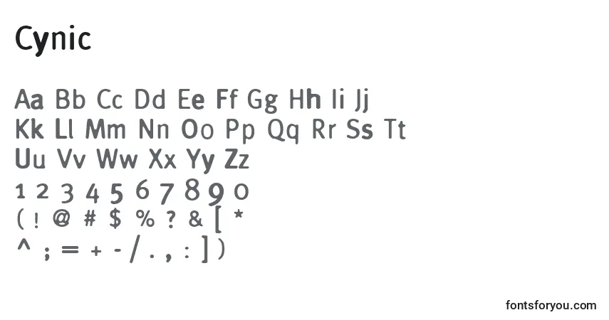 Czcionka Cynic – alfabet, cyfry, specjalne znaki