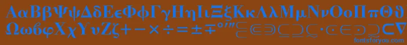 フォントMathematicalPi4 – 茶色の背景に青い文字