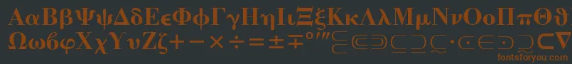 MathematicalPi4-fontti – ruskeat fontit mustalla taustalla