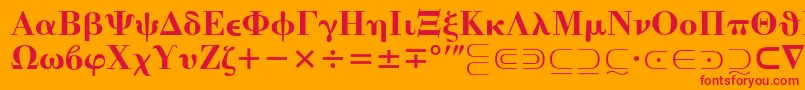 MathematicalPi4 Font – Red Fonts on Orange Background