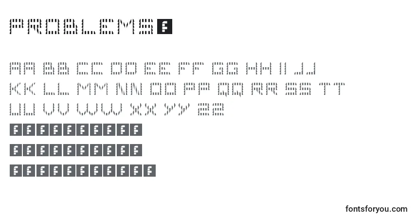 Czcionka Problems3 – alfabet, cyfry, specjalne znaki
