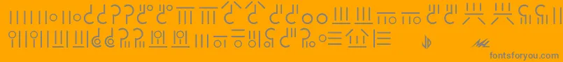Gaim-Schriftart – Graue Schriften auf orangefarbenem Hintergrund