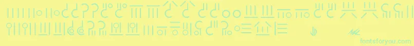 Gaim-Schriftart – Grüne Schriften auf gelbem Hintergrund