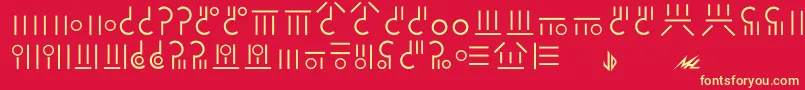 Gaim-fontti – keltaiset fontit punaisella taustalla
