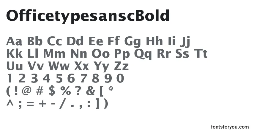 Шрифт OfficetypesanscBold – алфавит, цифры, специальные символы
