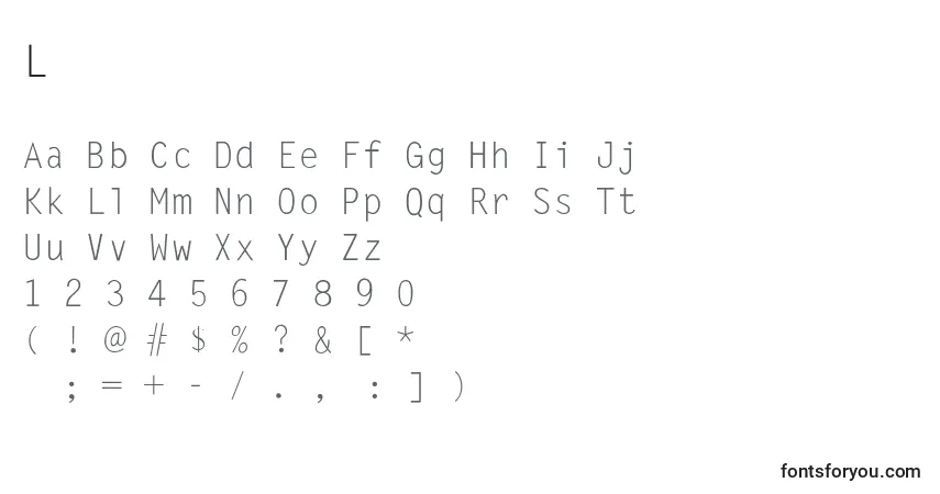 Шрифт LettergothicThin – алфавит, цифры, специальные символы