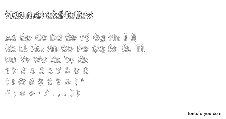 Шрифт HammeroidHollow – алфавит, цифры, специальные символы