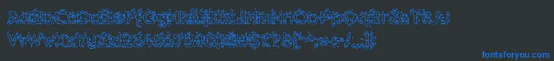 HammeroidHollow-fontti – siniset fontit mustalla taustalla
