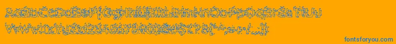 HammeroidHollow-fontti – siniset fontit oranssilla taustalla