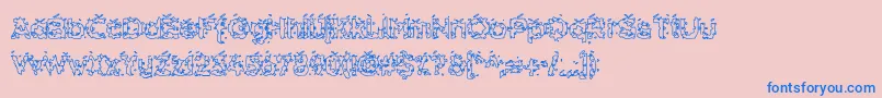 HammeroidHollow-fontti – siniset fontit vaaleanpunaisella taustalla