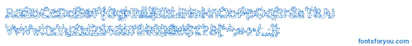 HammeroidHollow-Schriftart – Blaue Schriften auf weißem Hintergrund