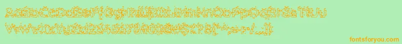 HammeroidHollow-fontti – oranssit fontit vihreällä taustalla